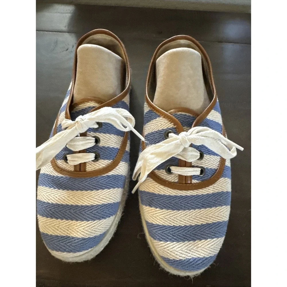 Vintage Natura Classic Espadrille Sneakers Spain Blue white stripe size 40/9-9.5